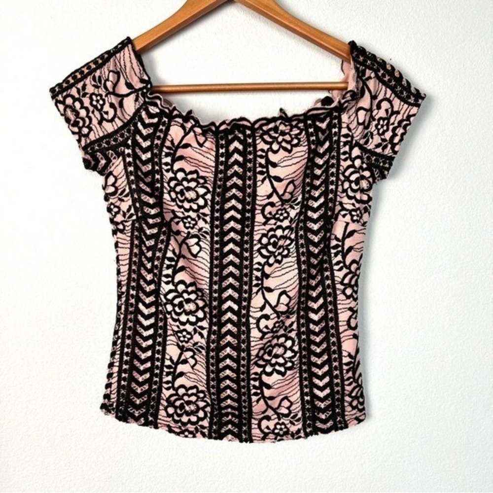 Vintage Y2K Top Womens Small Pink Black Lace Fairy Coquette Pirate Cosplay Party
